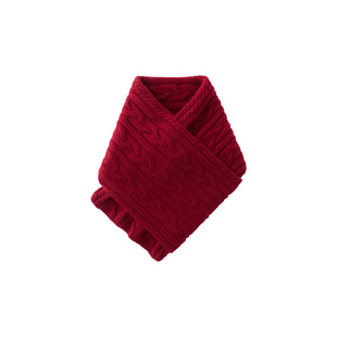 TEASEL「温暖点缀」纯山羊绒复古绞花小围巾百搭厚实交叉式围脖