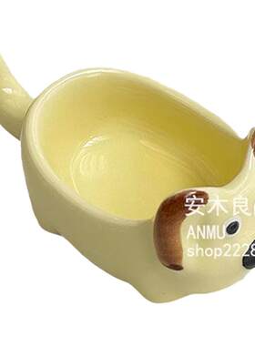 安木良品 大厂订单 日式ins可爱猫狗兔釉下彩陶瓷筷子架酱料味碟