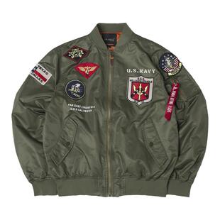 2025秋季top gun空飞行员夹克原宿风刺绣棒球服复古古着军外套男