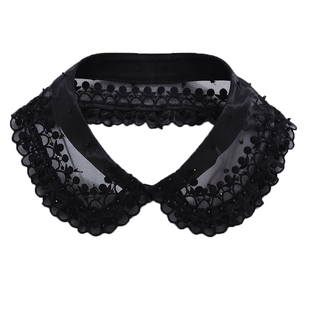 DIY衬衫装饰假领子透视欧根纱钉珠衬衣单领女可拆卸颈领圈配饰领