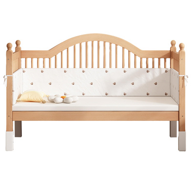 榉木拼接床实木宝宝床儿童加宽床边床小床拼接大床婴儿床可调高度