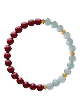 山川心语原矿朱砂蓝水翡翠手链