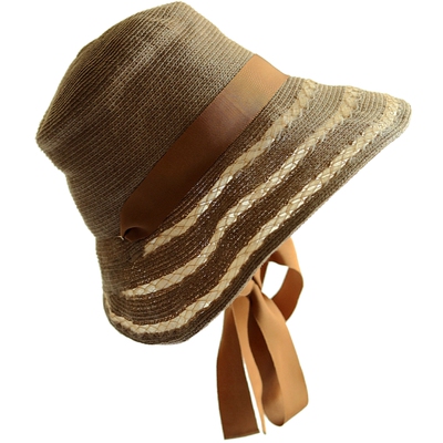 细亚麻线编织复古遮阳波奈特帽
