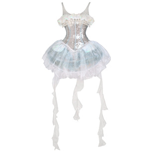 血液供给原创◆海妖的呼唤 重工亮片偏光鱼骨水母海边度假连衣裙