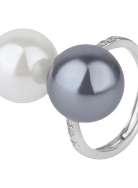 法式设计时尚开口戒指珍珠食指戒