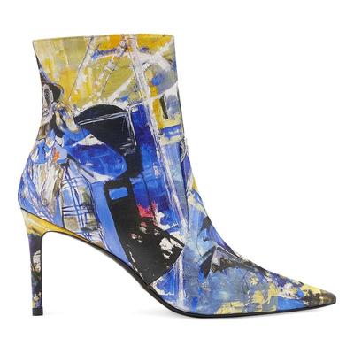 SW尖头细跟彩绘短筒高跟女靴