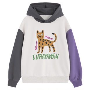 ebaer儿童抑菌加绒连帽卫衣2025冬装新款童装卡通印花套头上衣潮