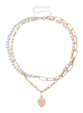 徐璐感网红金色颈联女珍珠项链