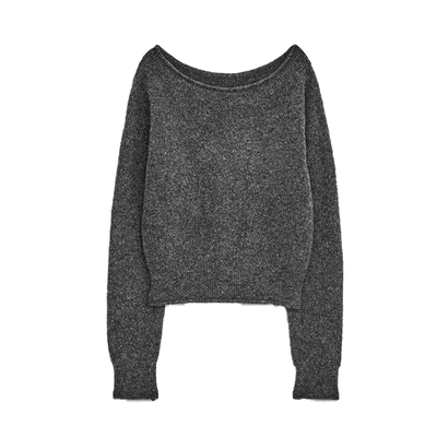 正反两面穿露肩宽松针织衫