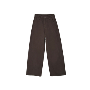 梨型天菜！~超柔密密绒弯刀牛仔裤女秋冬新显瘦高腰宽松阔腿长裤