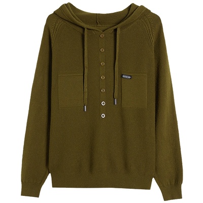 恒源祥女连帽羊毛针织卫衣春秋