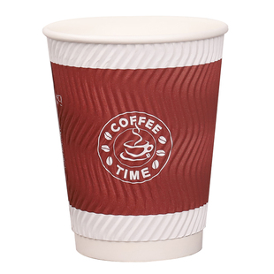 三层加厚一次性咖啡杯防烫热饮瓦楞杯奶茶纸杯打包商用可定制logo
