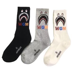 日潮牌BA猿人秋季新款东京鲨鱼男女高筒中筒棉袜毛巾底街头潮袜子