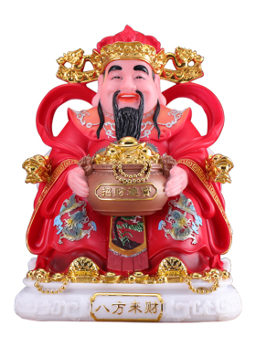 汉白玉财神爷八方来财聚宝盆神像