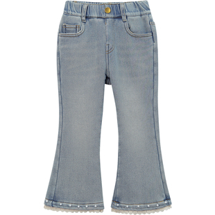 女童加绒牛仔裤冬装2025新款洋气女孩百搭长裤儿童高腰修身喇叭裤