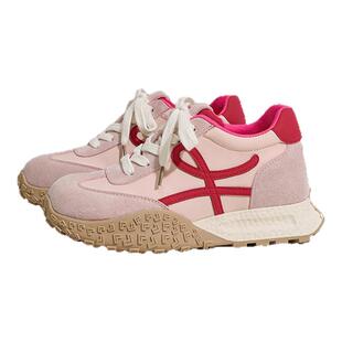 真皮~7CM内增高德训鞋女鞋厚底春夏款小个子复古休闲运动鞋老爹鞋