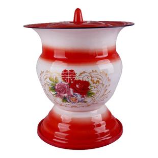 老式搪瓷痰盂高脚尿桶老人起夜儿童尿盆防滑卧室尿罐婚庆陪嫁痰盂