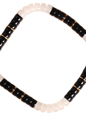 天然和田玉墨玉白玉药片珠手链