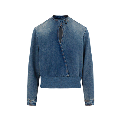 MARYLING交叠领柔软牛仔上衣