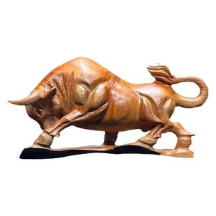 香樟木根雕斗牛生肖牛摆件招财木雕客厅办公装饰原木风手工艺实木