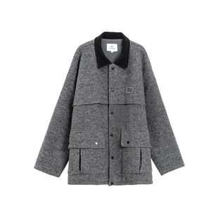 TurnSignal潮牌100%羊毛毛呢外套女秋冬2025新款休闲翻领呢子大衣