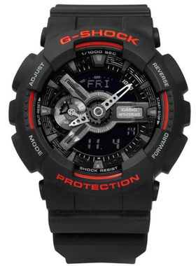 g-shock新款黑红拼色卡西欧手表