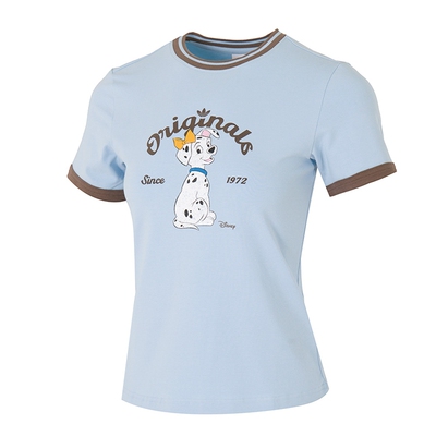 Adidas阿迪达斯三叶草短袖女子迪士尼联名小狗印花圆领T恤KG6697