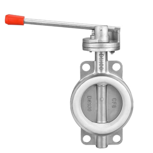 304不锈钢对夹手动蝶阀D71X/F软密封手柄硅胶四氟丁青DN50 80 100