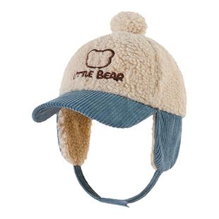 儿童棒球帽秋冬季男童保暖防风护耳帽子女孩加厚防寒雷锋帽鸭舌帽