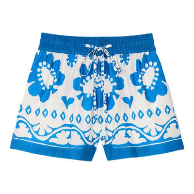 SANDRO蓝色印花阔腿短裤