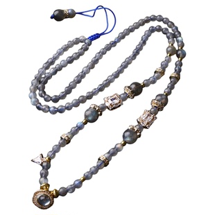 泰国佛牌链子原创设计高端镶钻月光石项链4mm细链精致挂扣吊坠绳