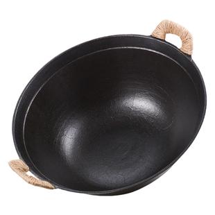 传统老式铁锅家用生铁锅双耳铸铁锅炒菜锅圆底大铁锅燃气柴火铁锅