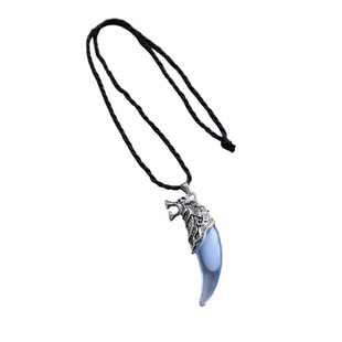 热销树脂仿狼牙吊坠彩色金色银色狼头黑绳项链民族风个性男女饰品