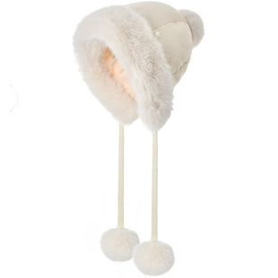 卡蒙冬季轻感防风羽绒毛绒雷锋帽女大头围可爱毛球防寒保暖护耳帽