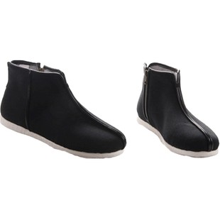 内联升布鞋男鞋手工千层底高帮情侣款拉锁羊毛毡棉鞋8167A/8681A