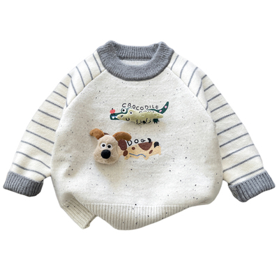 可爱儿童加绒毛衣冬季保暖毛线衣