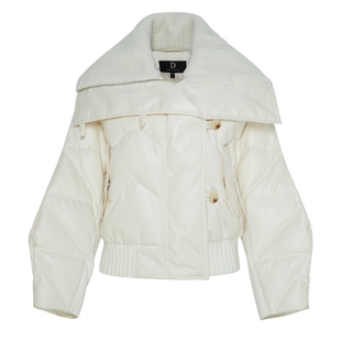 IDPAN夹克式设计羽绒服冬季新款时髦有型气质大翻领白鸭绒女