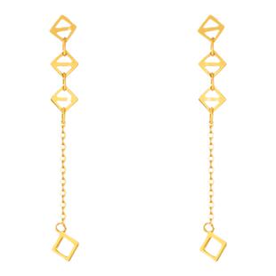 一撇一捺YPYN序列耳钉10K金流苏耳环女菱形耳饰几何线条圆脸显瘦