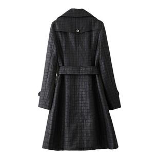 【品牌断码】M2风衣洋气修身大码腰带长袖中长款外套女