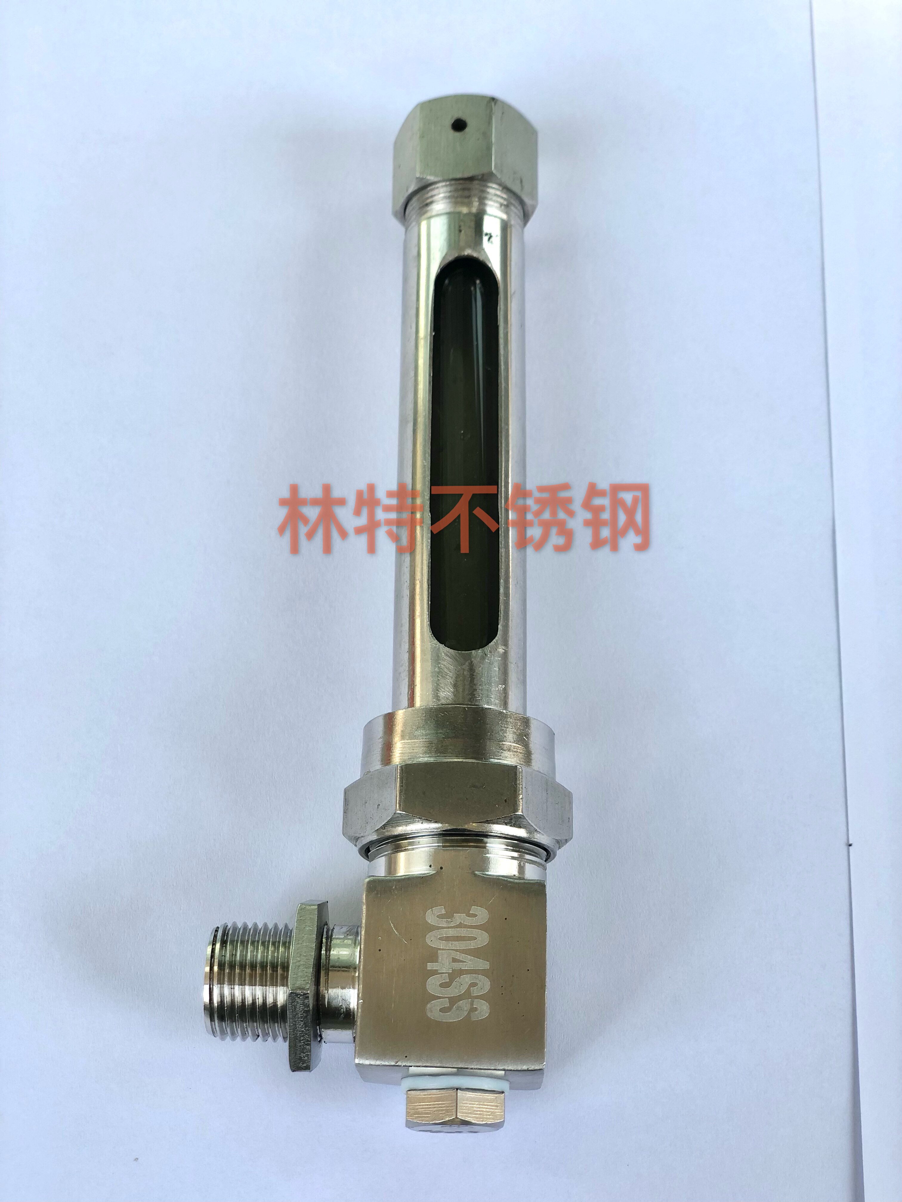 304不锈钢l型简易玻璃管液位计单接口4分外螺纹小型水位计油位计