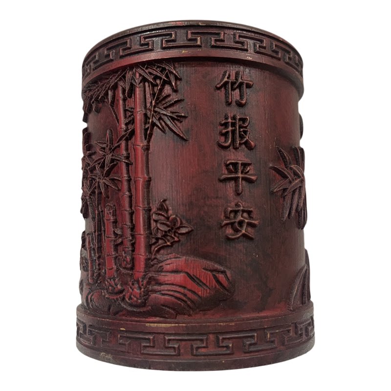 竹制笔筒时尚办公室摆件