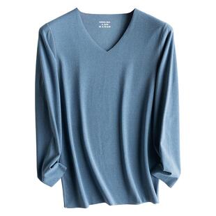 无痕保暖内衣男士V打底衫内穿修身双面加绒加厚德绒上衣秋衣冬季