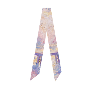 大狮子蕾小姐系列莫奈查令十字桥油画棒丝带长条窄丝巾发带