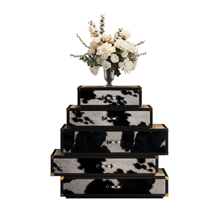 轻奢装饰斗柜意式后现代豪宅定制高级奶牛皮马毛首饰收纳玄关斗橱