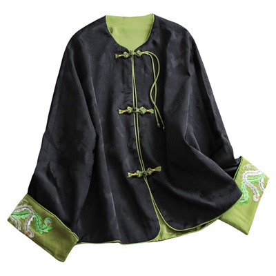 圆领国风改良唐装长袖通勤女外套