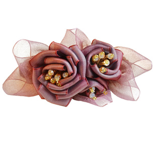 31街花朵发夹头饰手工绢纱布艺弹夹原创头花绢花顶夹马尾夹发饰女