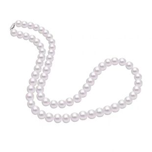 北海淡水珍珠毛衣链9-10mm白色近圆珍珠复古旗袍配饰毛衣长款项链