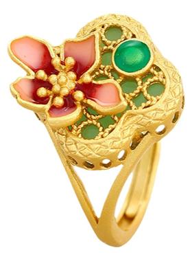 小红书同款花开富贵戒指小众高级设计感食指戒个性简约百搭手饰