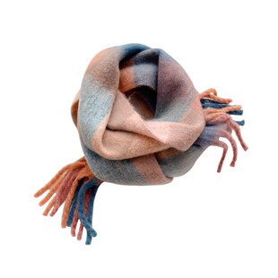 马海毛格子大围巾加厚拼色ac仿羊绒蓝色围脖彩虹撞色格纹保暖披肩