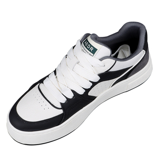 欧洲站潮流熊猫配色百搭休闲板鞋男士系带厚底真皮男鞋运动风鞋子